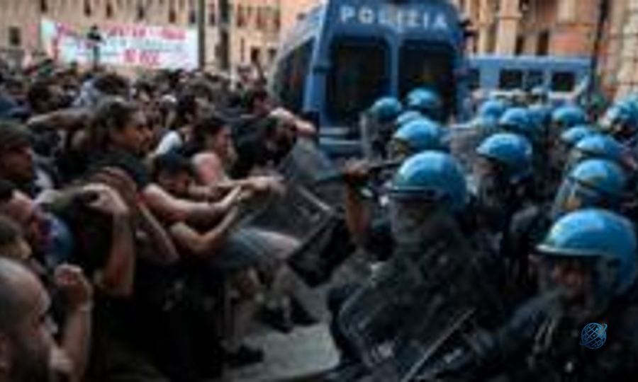 Dozens hurt in Bologna protests after man dies while being restrained by police
