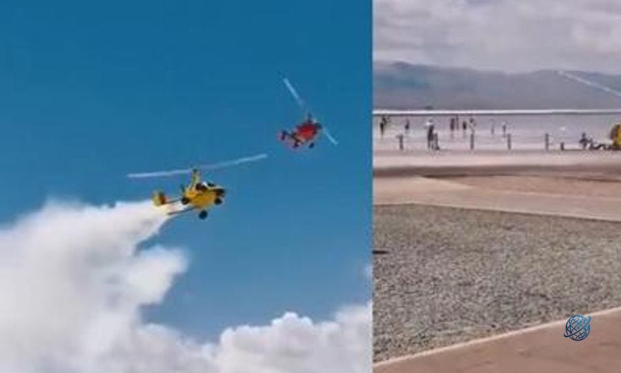 Gyrocopter turistlerin üzerine düştü! Yaralılar var: Facia anı kamerada