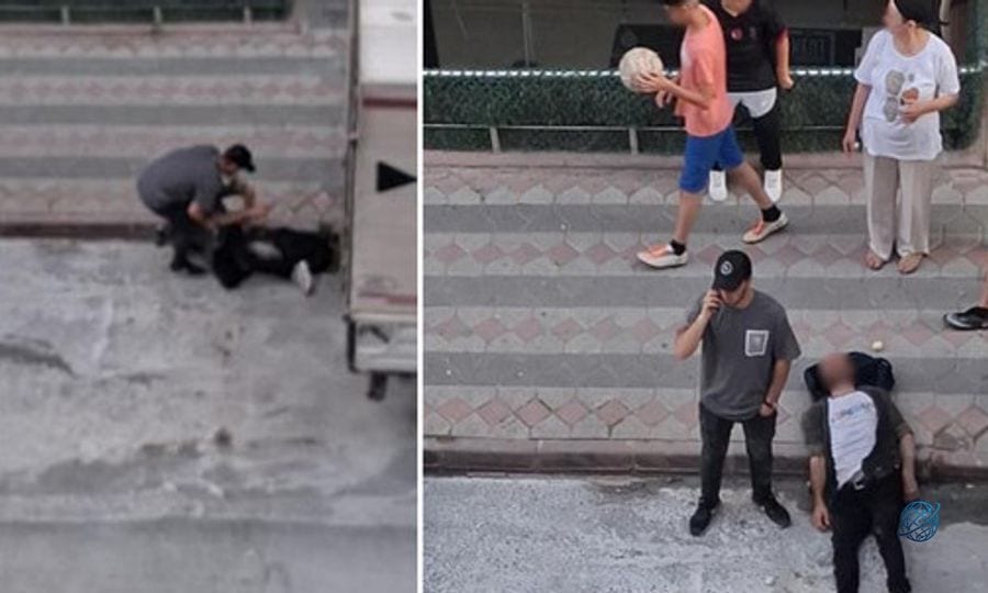Arnavutköy'de şoke eden görüntüler: Kafasını defalarca kamyonet kasasına vurup kendisini bayılttı!