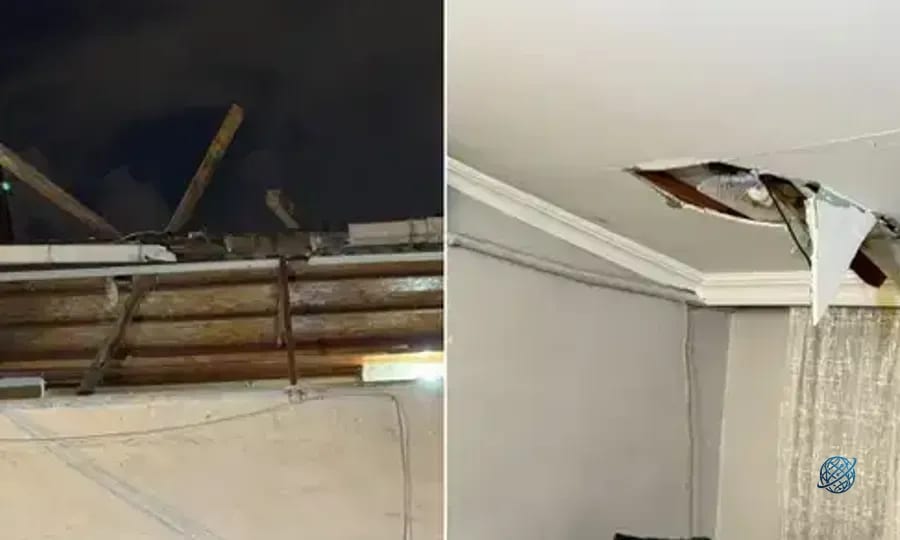Fırtınada çatı parçaları koptu, karşı binaya saplandı: Son anda kurtuldular