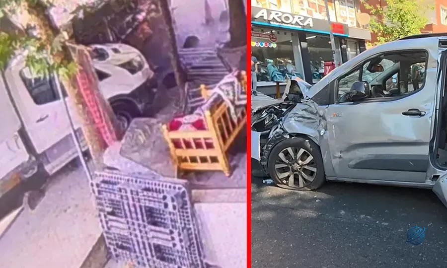 Bayrampaşa’da korku dolu anlar! Devrilen su tankeri hafif ticari araca çarptı: Şoför olay yerinden kaçıp…