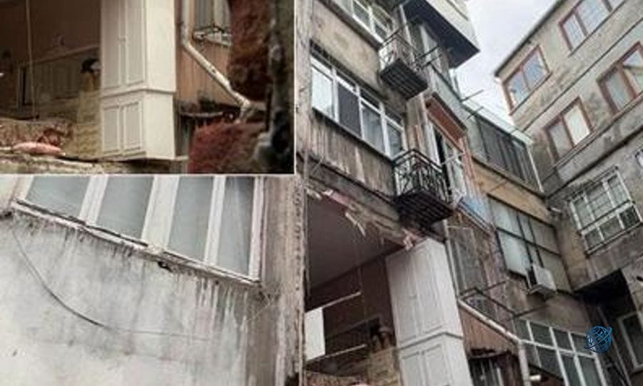 Şişli'de bina duvarı gürültüyle çöktü! 'Deprem oldu zannettik'